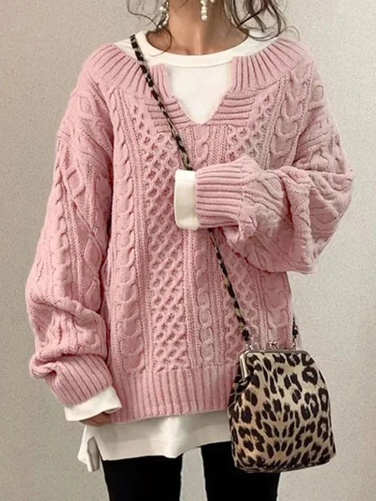 Ivyshape | Classic Half Open Collar Sweater for Women