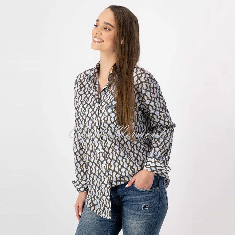 Just White Patterned Blouse – Style J1079