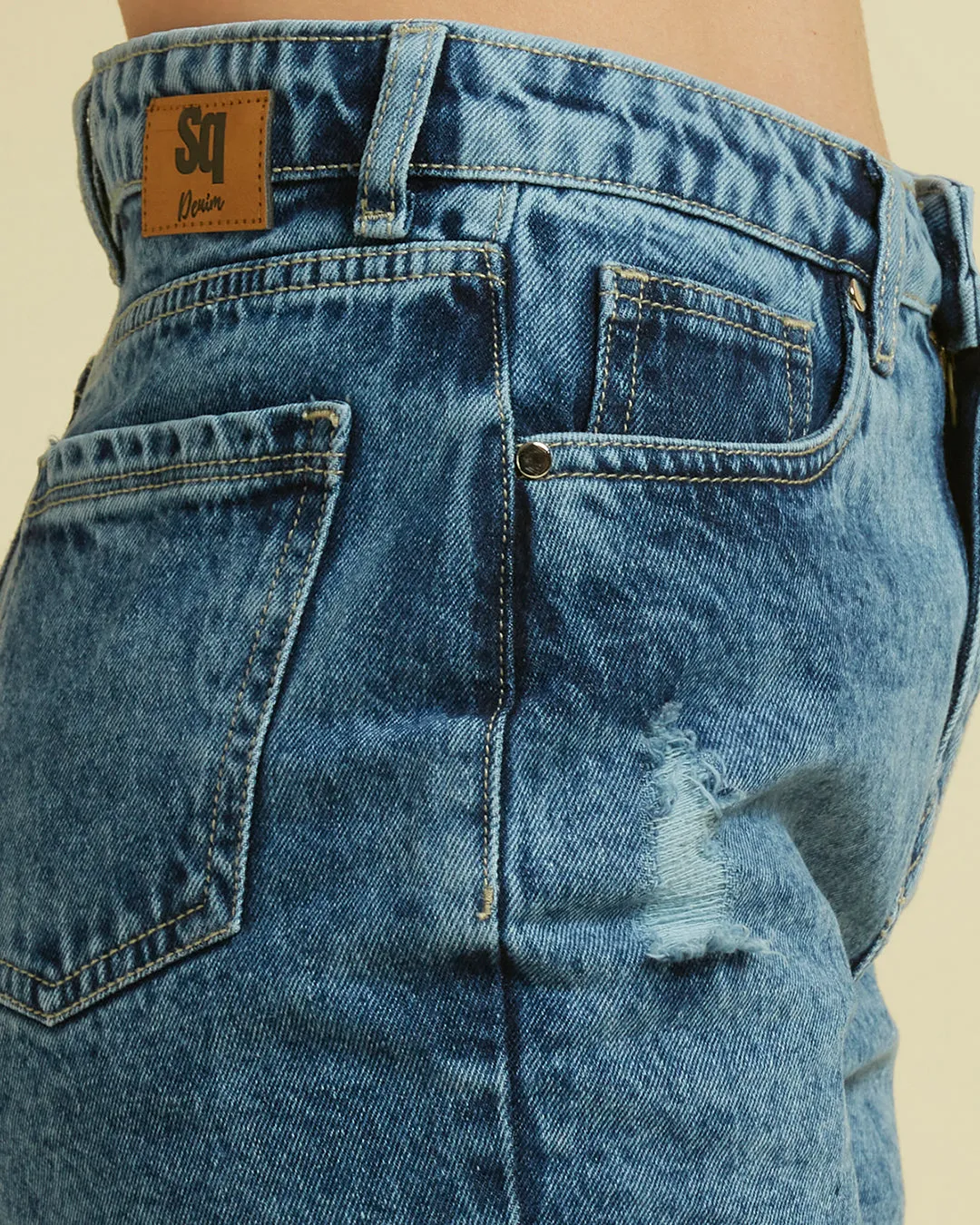 Style Quotient Women Blue High Rise Denim Shorts